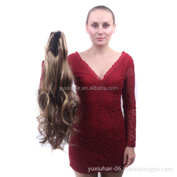 YXCHERISHAIR Factory Sale Multi Color Curly Wave Free Sexy Claw Clip on Ponytail Afro Long Hair Extensions 55cm 22inches